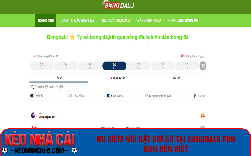 Bongdalu Fun - Trang Xem Kết Quả, Tỷ Lệ Kèo Bong Da Lu .Fun 2 Ưu điểm nổi bật chỉ có tại Bongdalu Fun bạn nên biết
