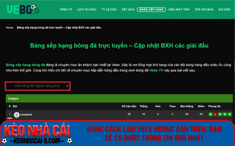 Về Bờ Tv - Website Xem Bảng Xếp Hạng Bóng Đá Uy Tín Nhanh Nhất Hiện Nay 3 Bằng cách làm theo hướng dẫn trên, bạn sẽ có được thông tin mới nhất