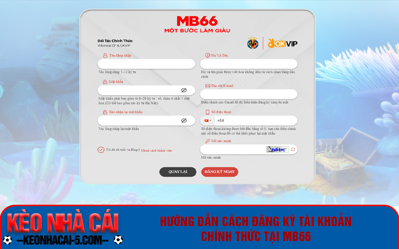 Cách đăng ký tài khoản chính thức MB66 đơn giản